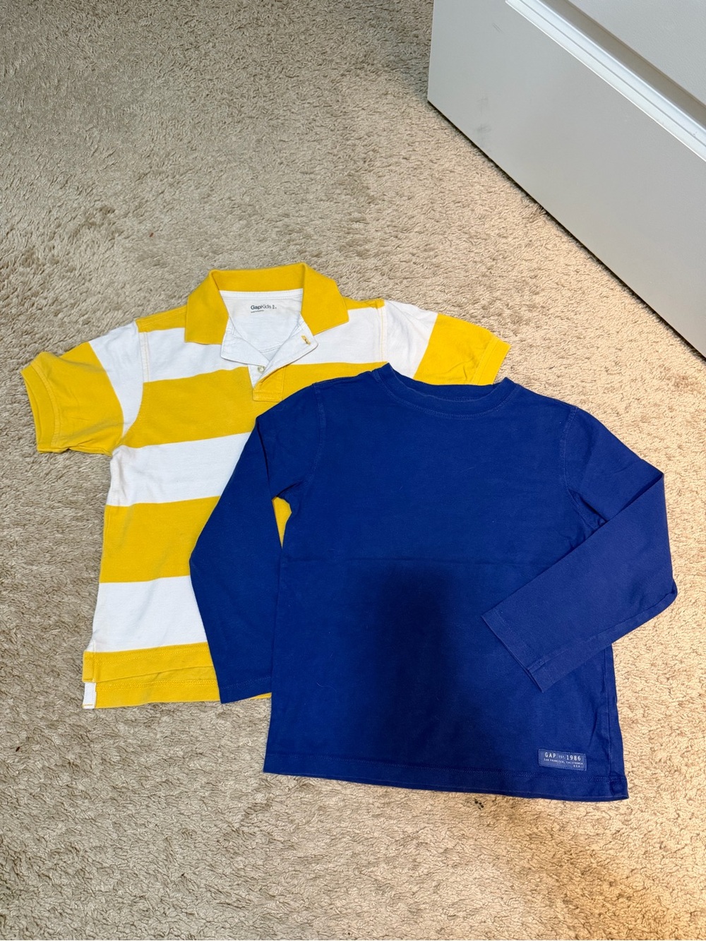 Gap Kids Blue Long-Sleeve Tee & Yellow White Stripe Polo